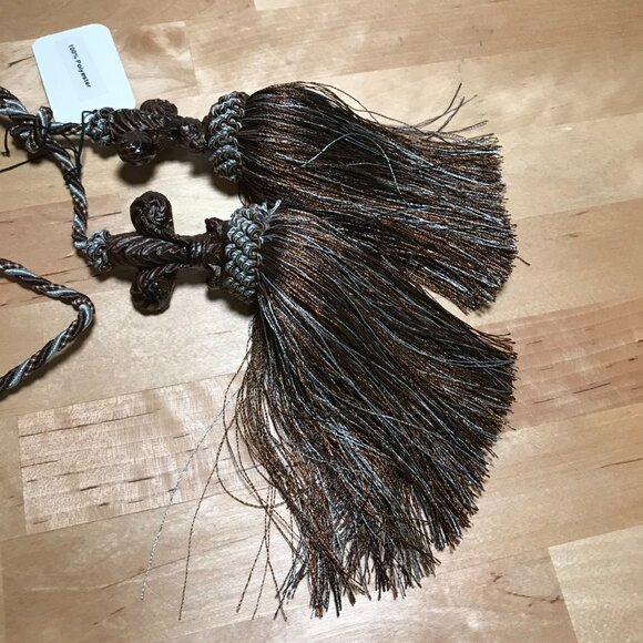 Vintage Vatican Homes Plum Taupe Curtain Braided Rope Tassel Drape Tieback - Picture 5 of 5